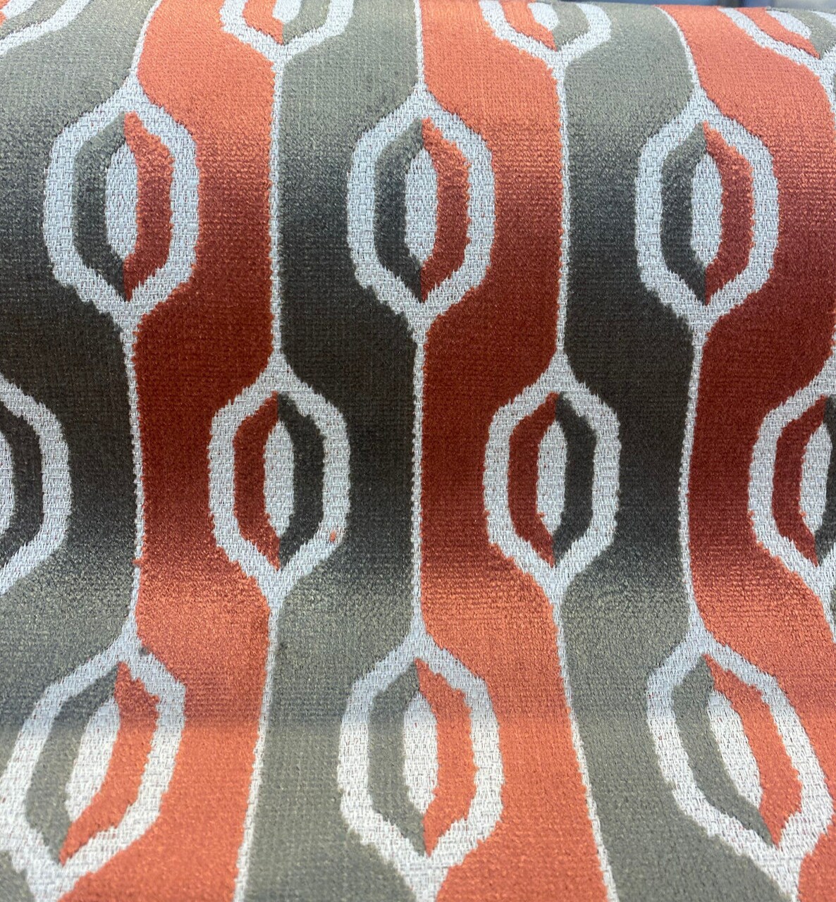 1 Yard Upholstery Velvet Fabric Belgian Paxton Bittersweet Stripe 49% Viscose 27% Polyester 24% Cotton 54 Inch Width